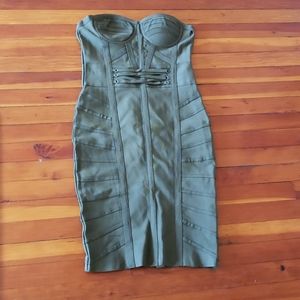 Fashionnova Strapless Bandage Dress - Olive Green